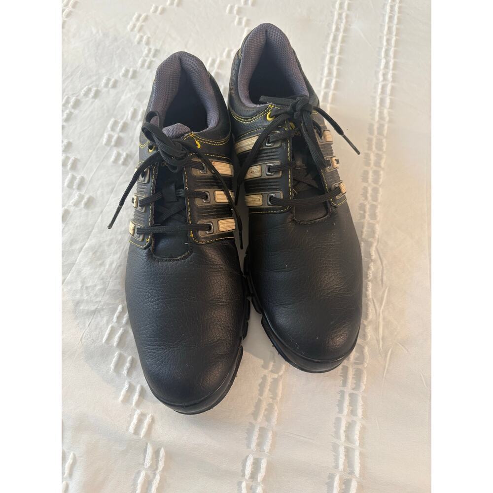 Adidas Tour360 Black Leather Spiked Golf Shoes Stability Comfort Traction 8.5 - Picture 2 of 9